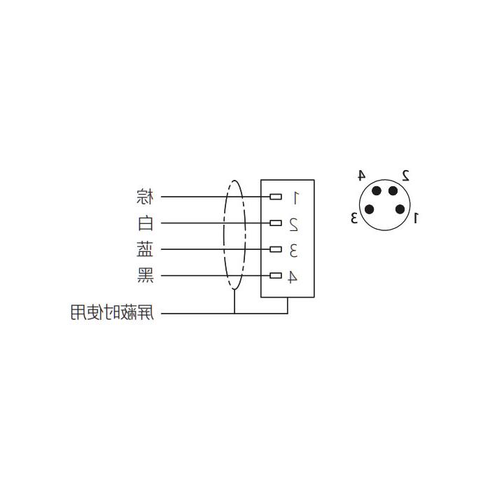 M8 4Pin、公头直型、单端预铸PVC非柔性电缆、灰色护套、63S103-XXX