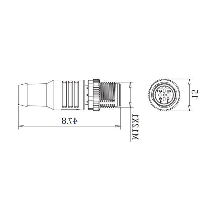 M12 5Pin 直型公头、B-coded 、Profibus总线终端电阻、0C4R11